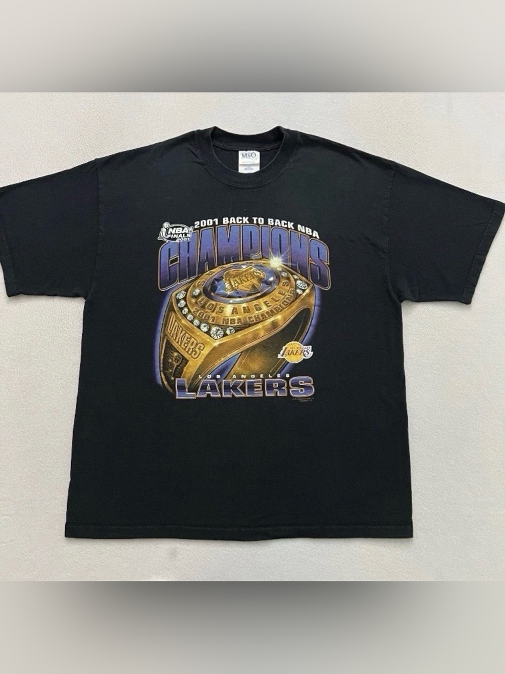2001 Los Angeles Lakers Back To Back NBA Champions Ring Tee Shirt XL 23x29